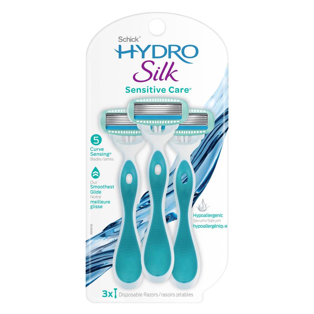 Schick Hydro Silk Sensitive Care 5-Blade Disposable Razors, 3 CT