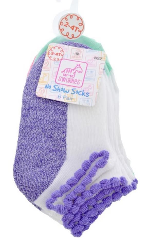 Swiggles Girls No Show Marled Socks Size 2 To 4t 6 Ct