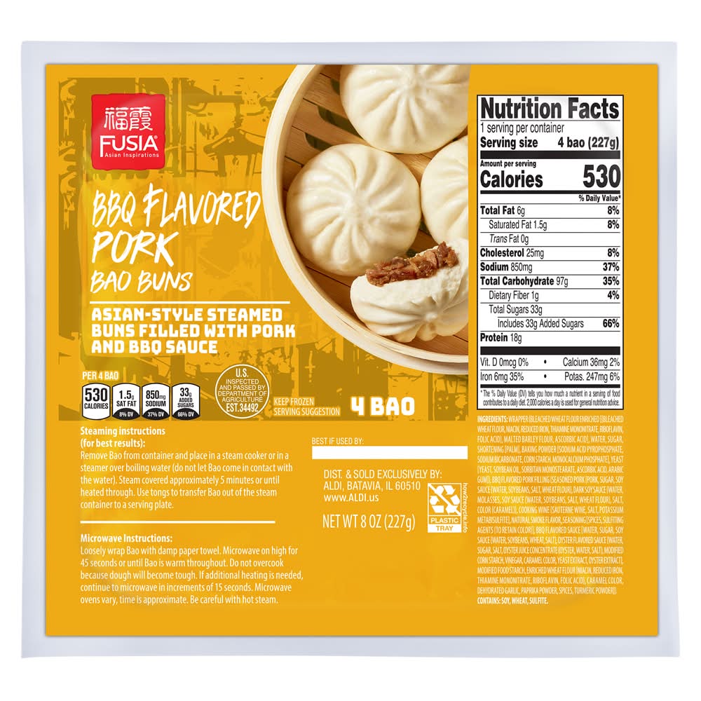 Fusia Asian Inspirations Pork Bao Buns, Bbq (8 oz, 4 ct)