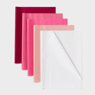 Spritz Striped Banded Tissue Paper, 16.5x24 in, Pink (20 ct)