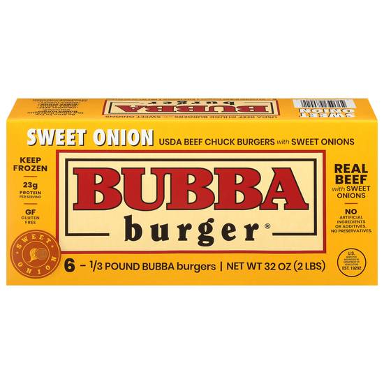 Bubba Burger Gluten Free Beef Chuck Burgers With Sweet Onions (6 ct)