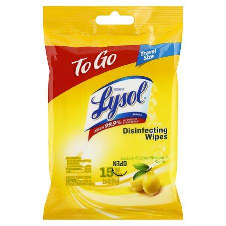 Lysol Disinfecting Wipes On the Go Lemon & Lime Blossom - 15.0 ea