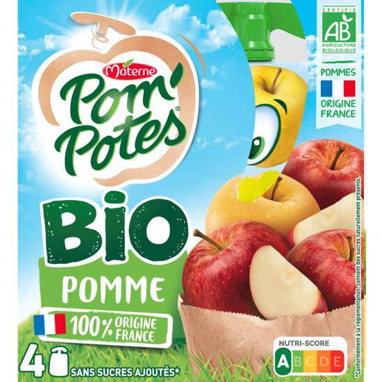Pom'Potes Bio - Compotes - Pomme - Gourdes - Gouter enfant - Biologique 4x90 g