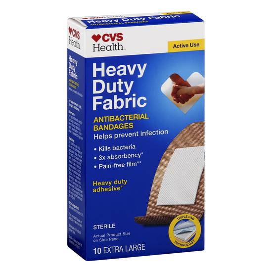 Cvs Health Heavy Duty Fabric Extra Large Antibacterial Bandages (10 ct)