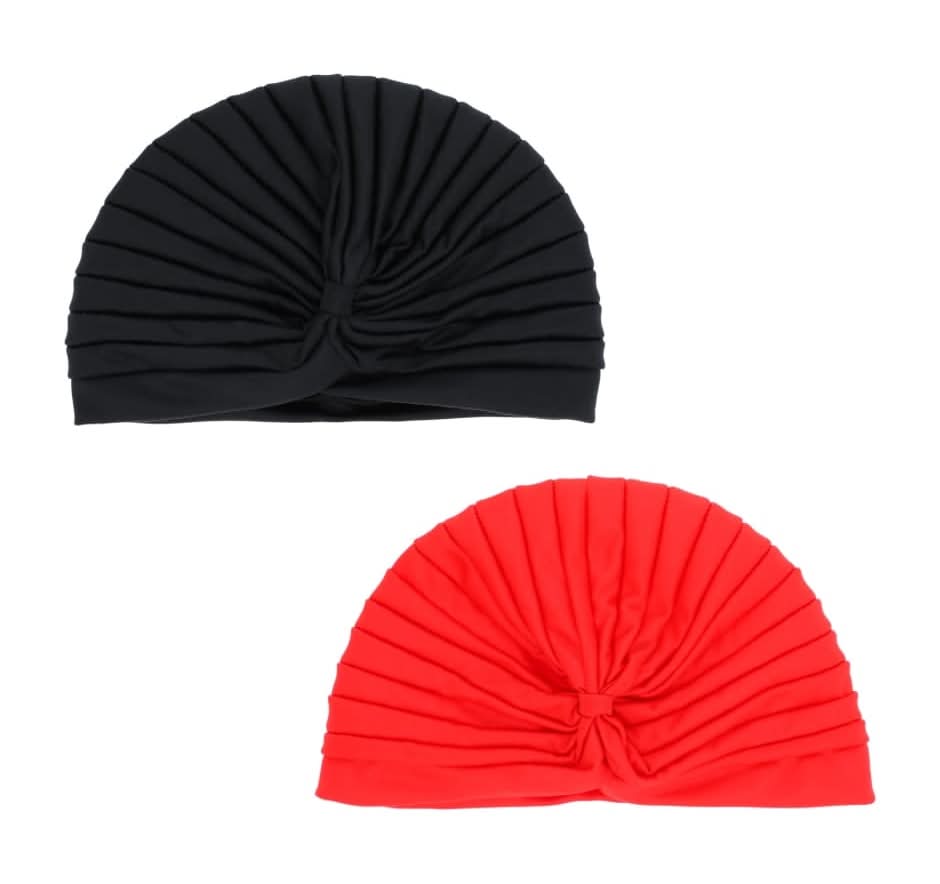 Modesa Pleated Turbans, Red-Black (2 ct)