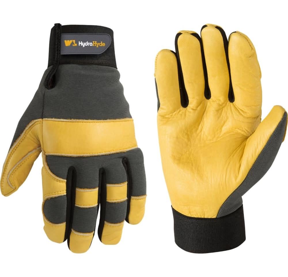 Wells Lamont Large Gray Leather/Polyester Construction Gloves 1 -Pairs