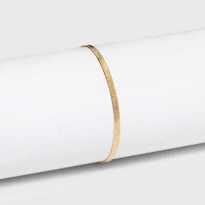 A New Day 14K Gold Plated Herringbone Chain Bracelet, 7 in