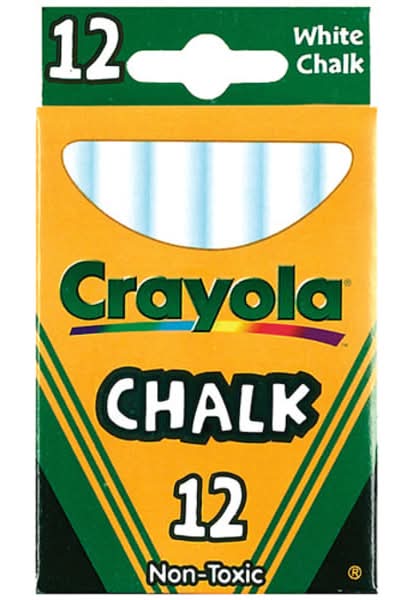 Crayola 51-0320 Chalk Stick - 3.2" Length x 0.4" Diameter - White - Non-toxic - 12 / Pack