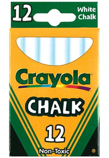 Crayola 51-0320 Chalk Stick - 3.2" Length x 0.4" Diameter - White - Non-toxic - 12 / Pack