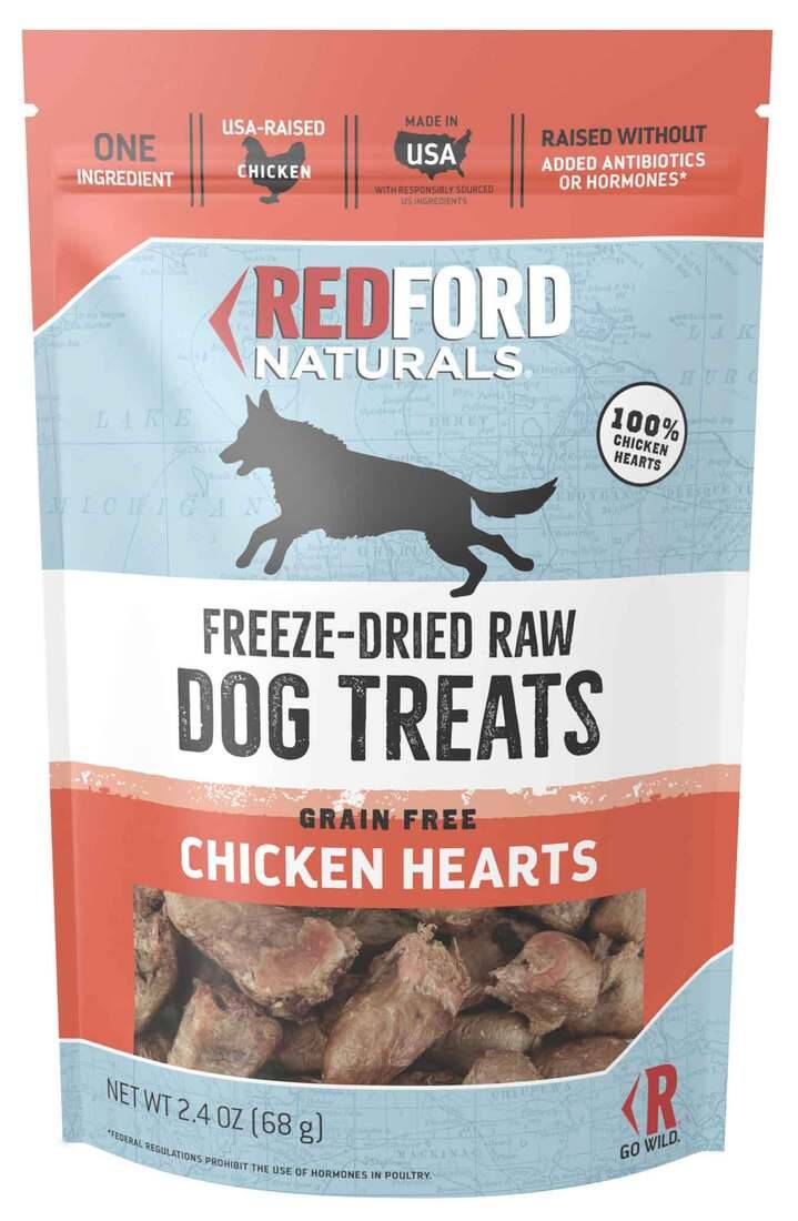 Redford Naturals Dried Raw Grain Free Chicken Hearts Dog Food (2.4 oz)