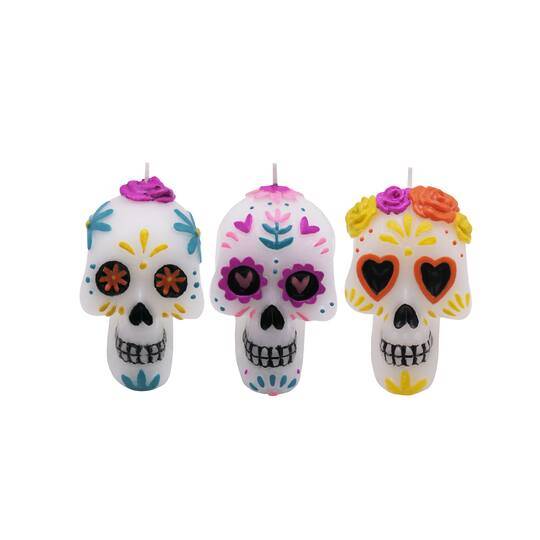 3" Sugar Skull Candles, 3Ct. By Ashland