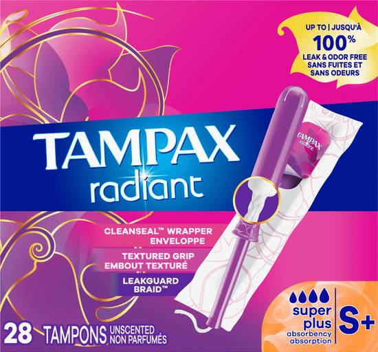 Tampax Radiant Leakguard Braid Super Plus Absorbency Tampons (female)(28 ct)
