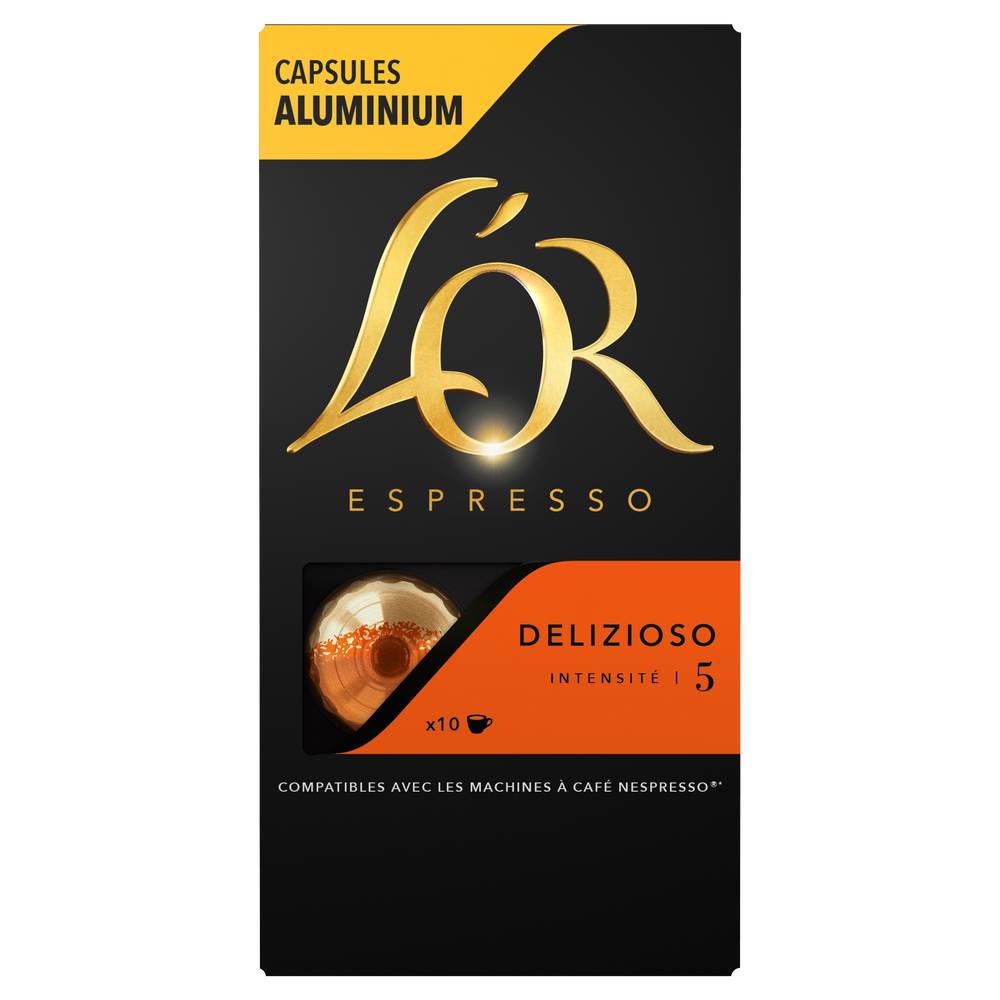 L'OR - Café moulu en capsules compatibles nespresso delizioso intensité 5 (10)