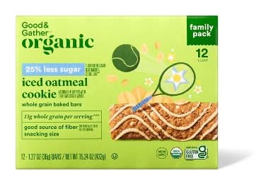 Good & Gather 25% Less Sugar Iced Oatmeal Cookie Whole Grain Baked Bars Family pack (12 x 1.27 oz)