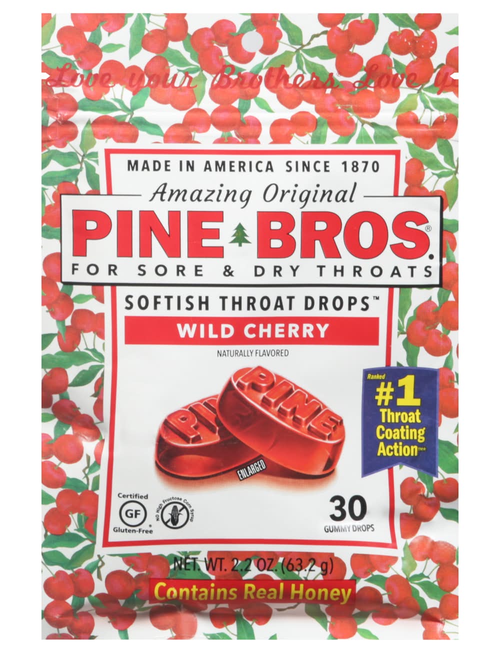 Pine Bros. Gummy Drops Wild Cherry Softish Throat (2.2 oz)