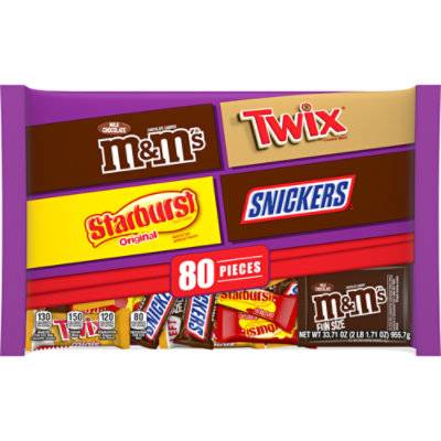 M&M'S Snickers Starburst And  Twix Variety Pack Bulk Halloween Candy 80 Count - 33.71 Oz