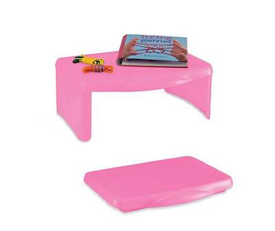Pink Portable Folding Lap Desk With Storage Activity Tray