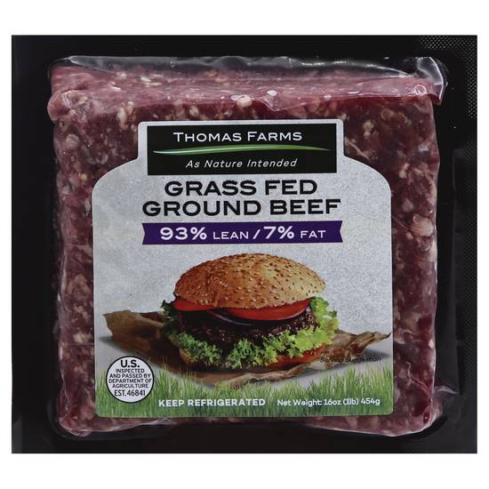 Thomas Farms 93%lean/7%fat Grass Fed Ground Beef (16 oz)