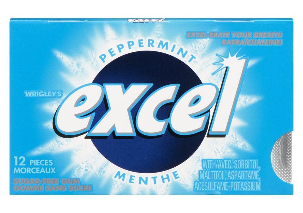 Excel gomme sans sucre à saveur de menthe, excel (1 un) - peppermint (12 ea)