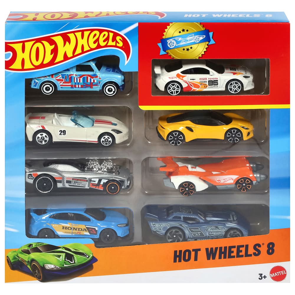 Hot Wheels Basic Cars and Trucks Toy pack For Ages 3+, Assorted (8 ct)
