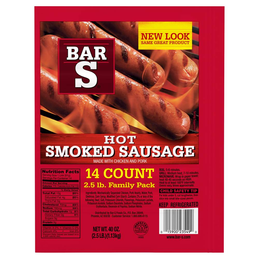 Bar-S Hot Smoked Sausage (14 ct)