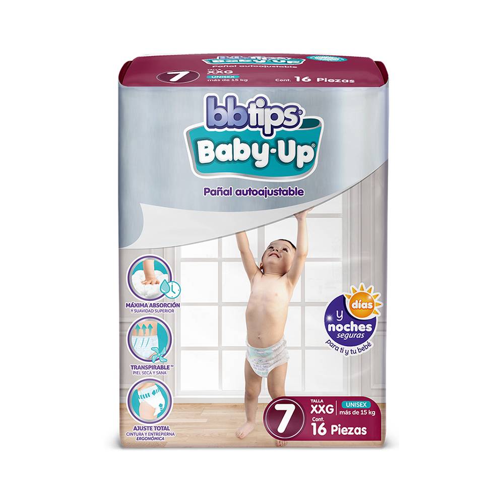 bbtips pañales baby-up etapa 7 xxg (16 piezas)