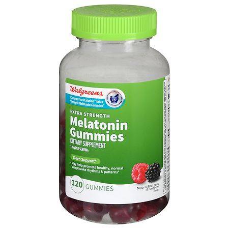 Walgreens Extra Strength Melatonin 5 mg Natural Blackberry & Raspberry Gummies (120 ct)