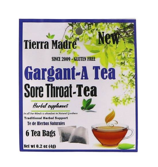 Tierra Madre Gargant-A Tea Sore Throat-Tea Gluten Free (6 tea bags)