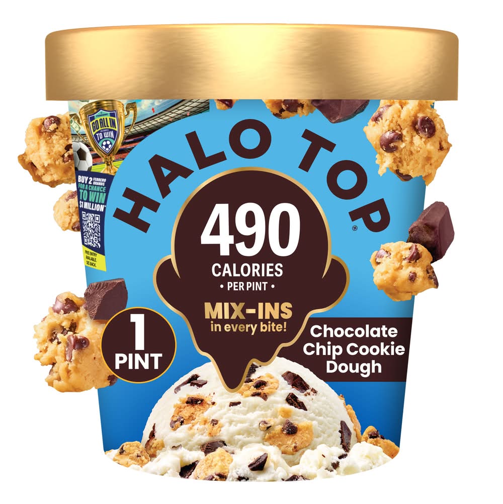 Halo Top Frozen Light Ice Cream, Chocolate Chip Cookie Dough (1 pint)