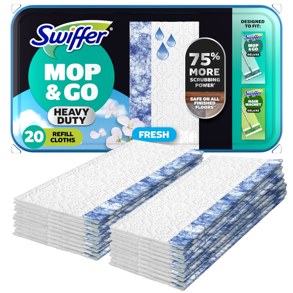 Swiffer Heavy Duty Wet Mopping Cloths, Fresh, 25.4x20.3 cm (20 ct)