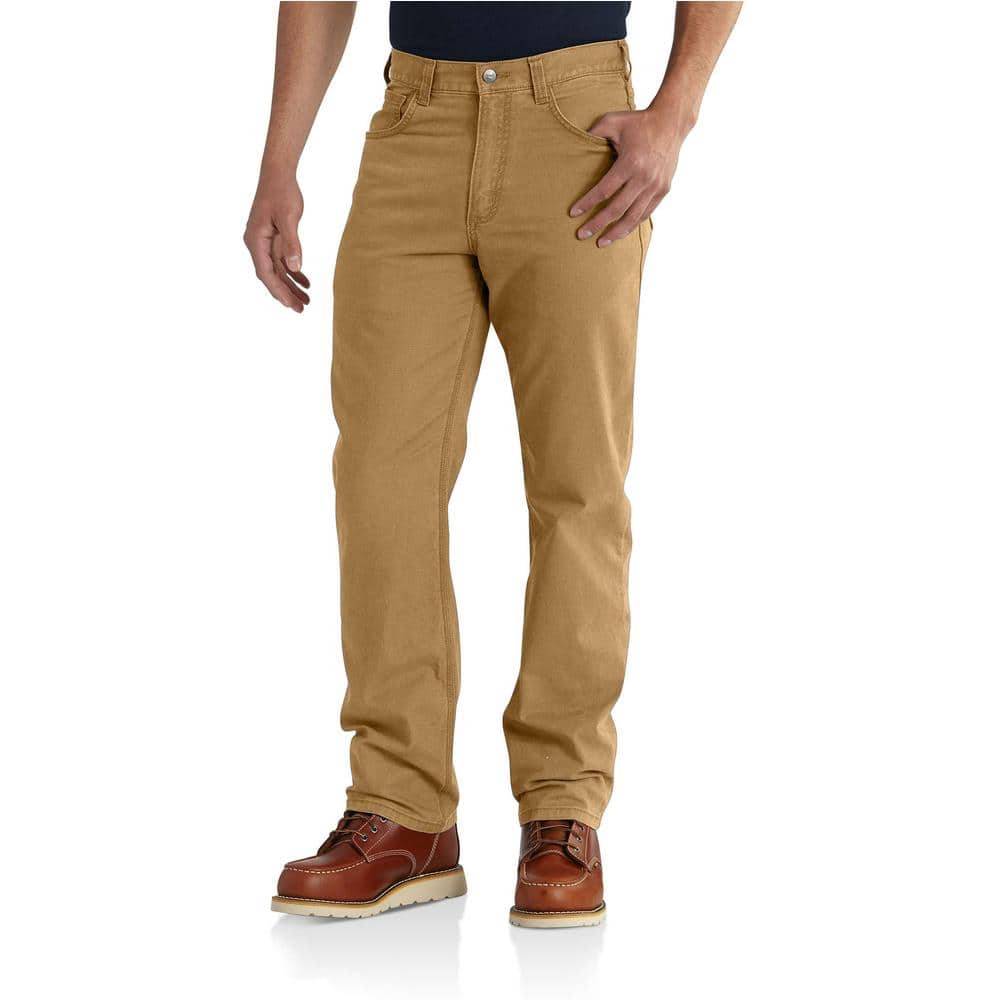 Carhartt Men'S 30 In. X 30 In. Hickory Cotton/Spandex Medium Rugged Flex Rigby 5-Pocket Pants