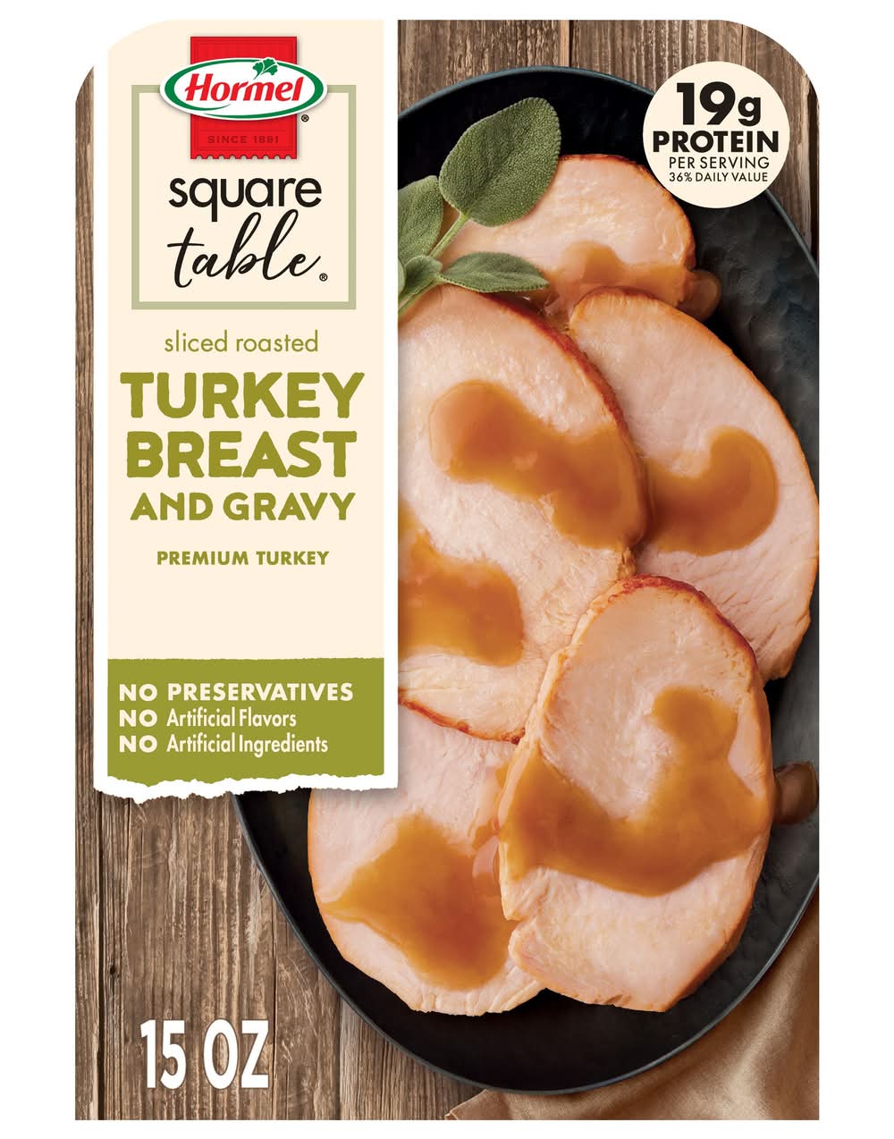 Square Table Slice Roasted Turkey Breast & Gravy (15 oz)