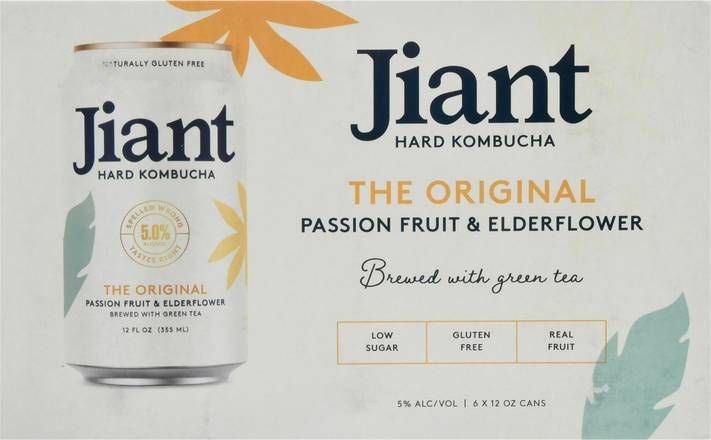 Jiant the Original Passion Fruit & Elderflower Hard Kombucha (6 ct, 12 oz)