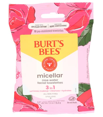 Burt's Bees Micellar Facial Towelettes With Rose Water