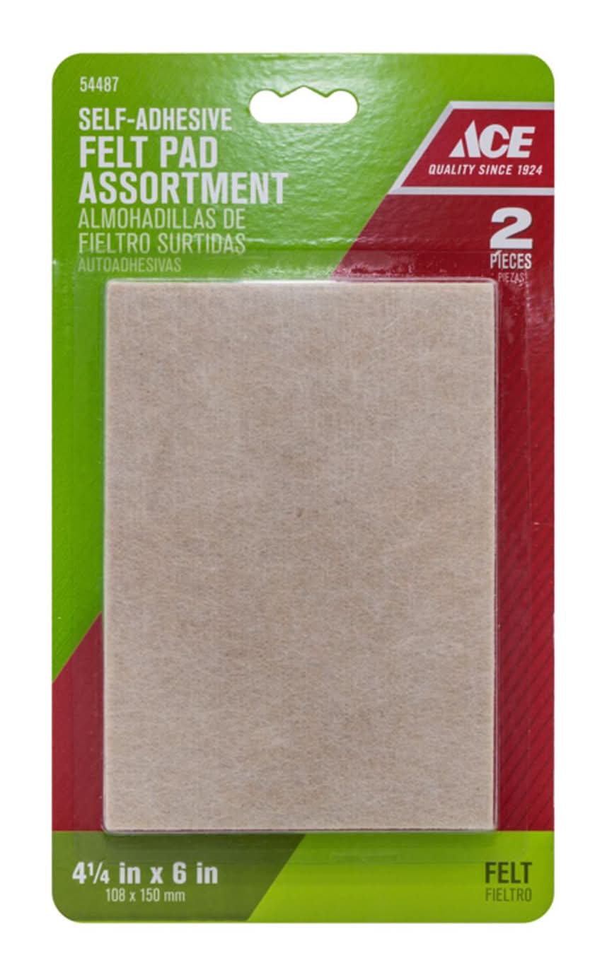 ACE Felt Self Adhesive Blanket Tan Rectangle 4-1/4 In. W X 6 In. L 2 Pk