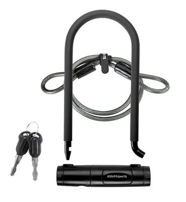 Kryptonite U-Lock Bicycle Lock & Cable With Key, 12 mm, Black (3 ct)