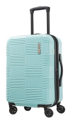 American Tourister Nxt Checkered Hardside Carry on Spinner Suitcase, 22 in, Mint Green