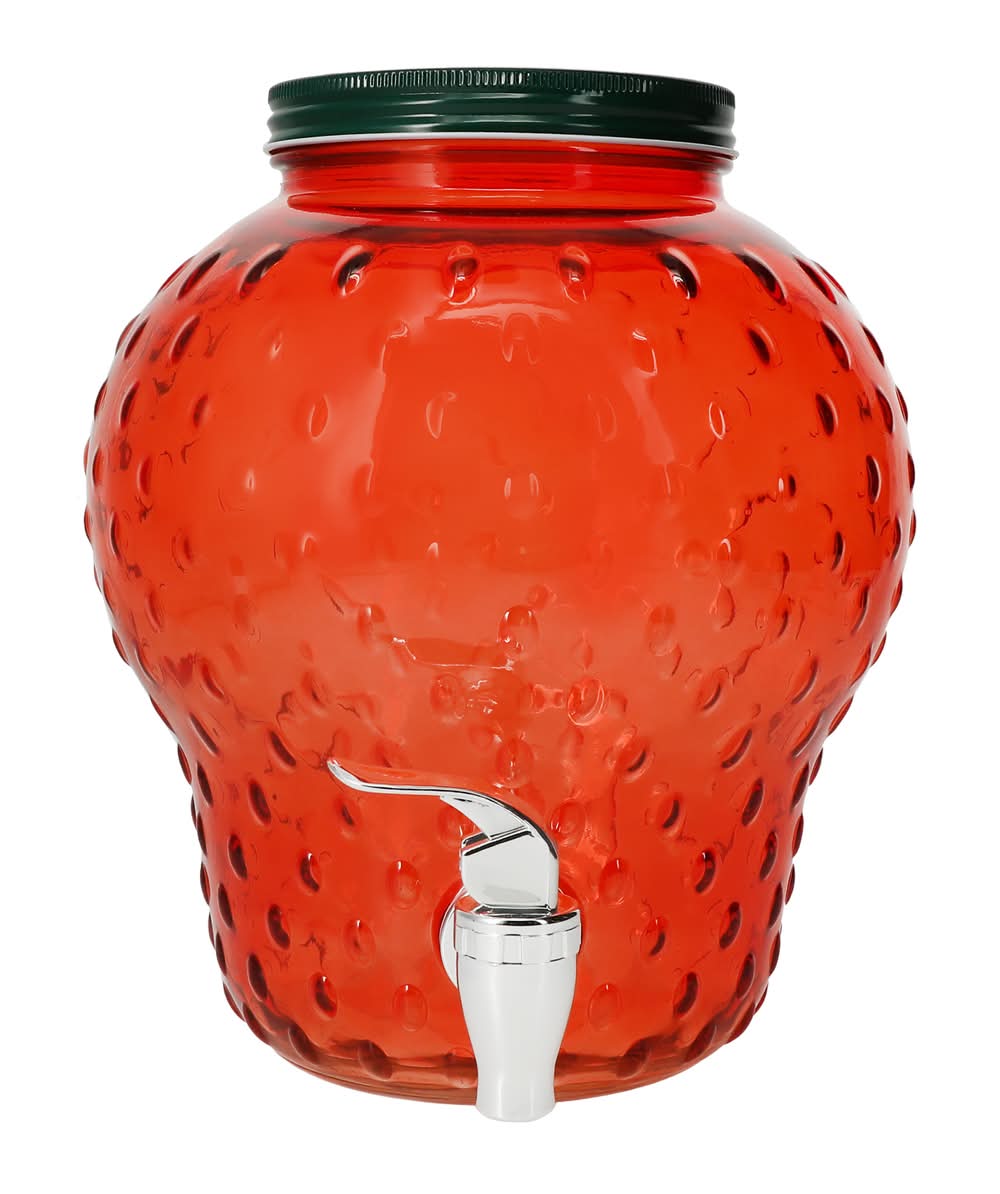 Strawberry Shaped Glass Drink Dispenser 128oz