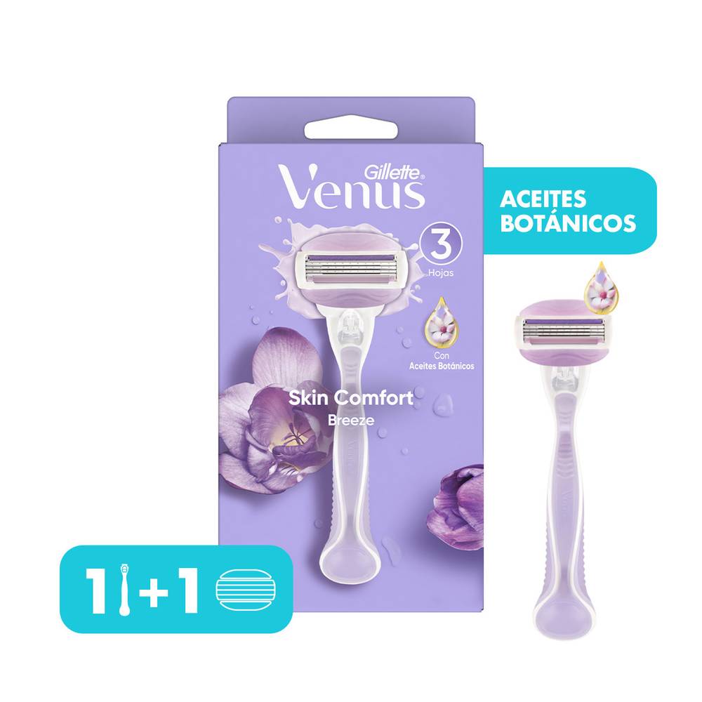 Gillette venus máquina afeitar breeze recargable + cartucho