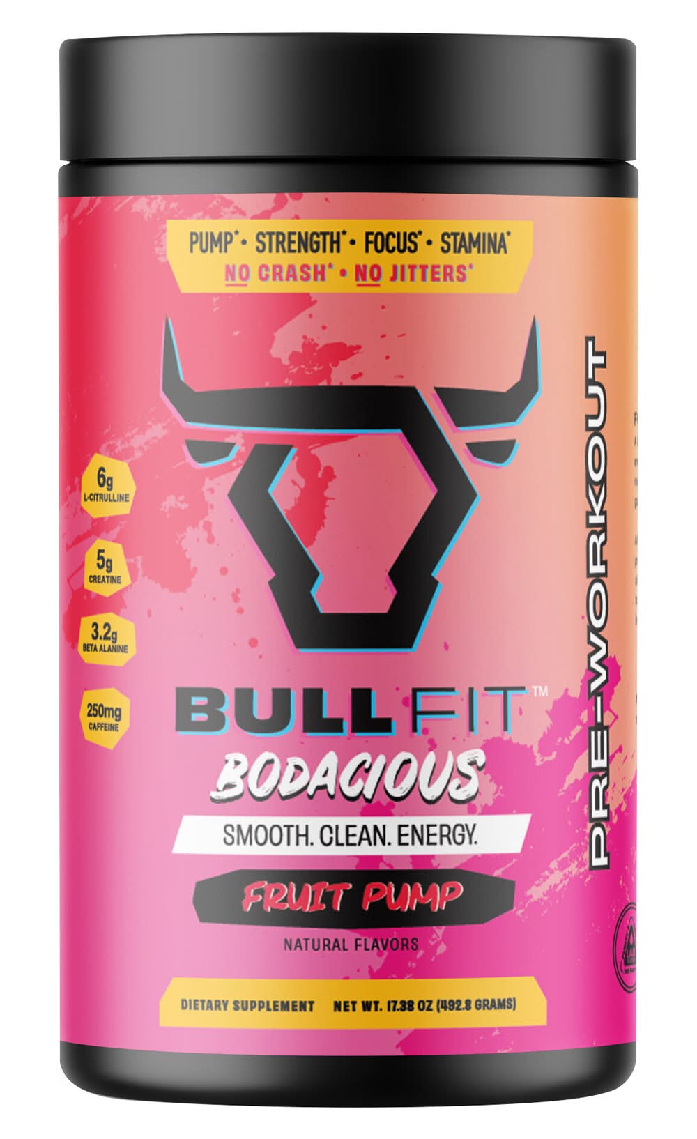 BullFit Bodacious Pre Workout Powder, Fruit Pump (17.38 oz)
