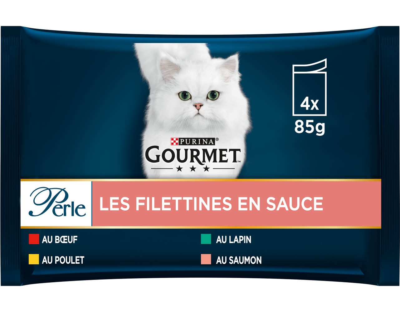 Purina Gourmet - Perle les filettines en sauce pour chat, assorti (4 x 85g)