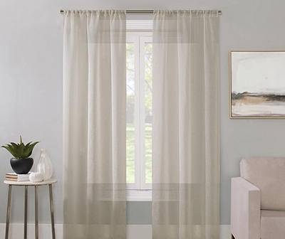 Bayview Ivory Textured Rod Pocket Sheer Curtain Panel, (84")
