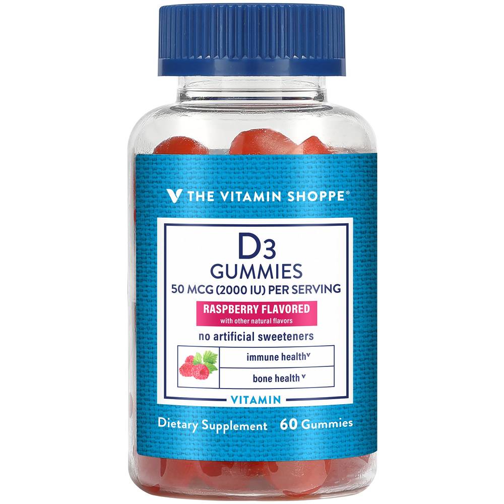 The Vitamin Shoppe D3 Gummies, Raspberry (60 ct)