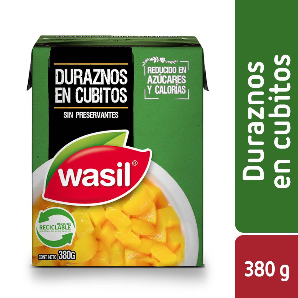 Wasil · Duraznos en cubitos (380 g)