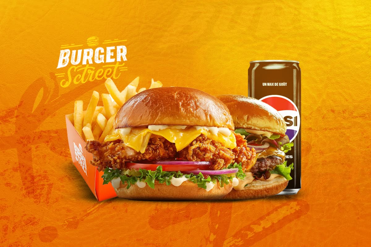 🍗 1 CHICKEN BURGER + 1 CHEESE + FRITES + BOISSON