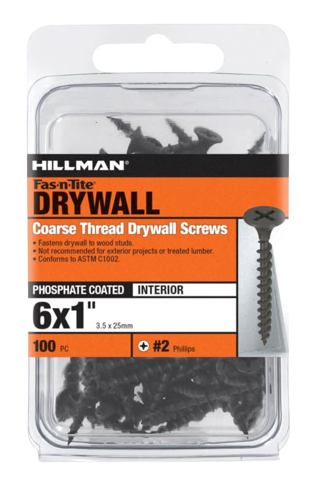Fas-n-Tite #6 x 1-in Flat Coarse Thread Drywall Screws 0.337-lb 100 -Pack