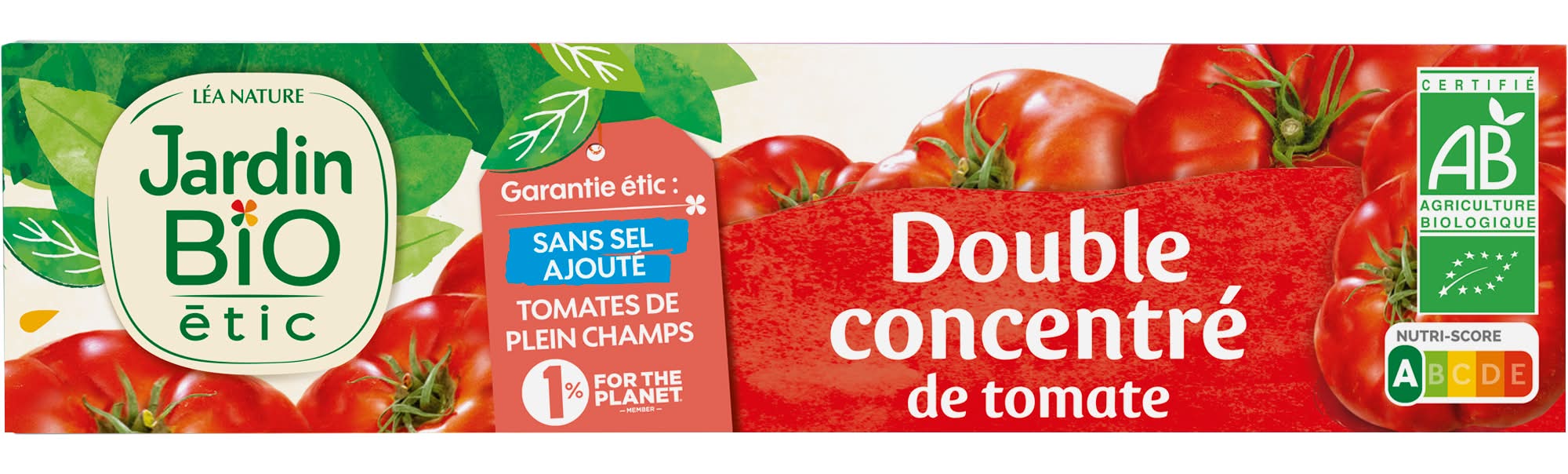 Léa Nature Jardin Bio Étic - Double concentré de tomate sans sel ajouté (200g)