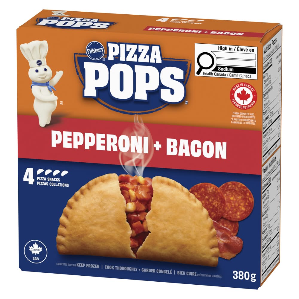 Pillsbury Pizza Pops Snacks, Pepperoni + Bacon (380 g, 4 ct)