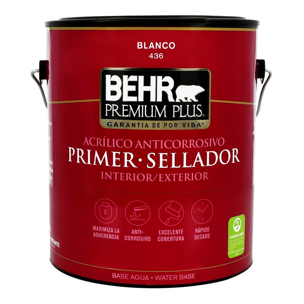 Behr pintura premium plus primer blanco 436 (galón 3.7 l)