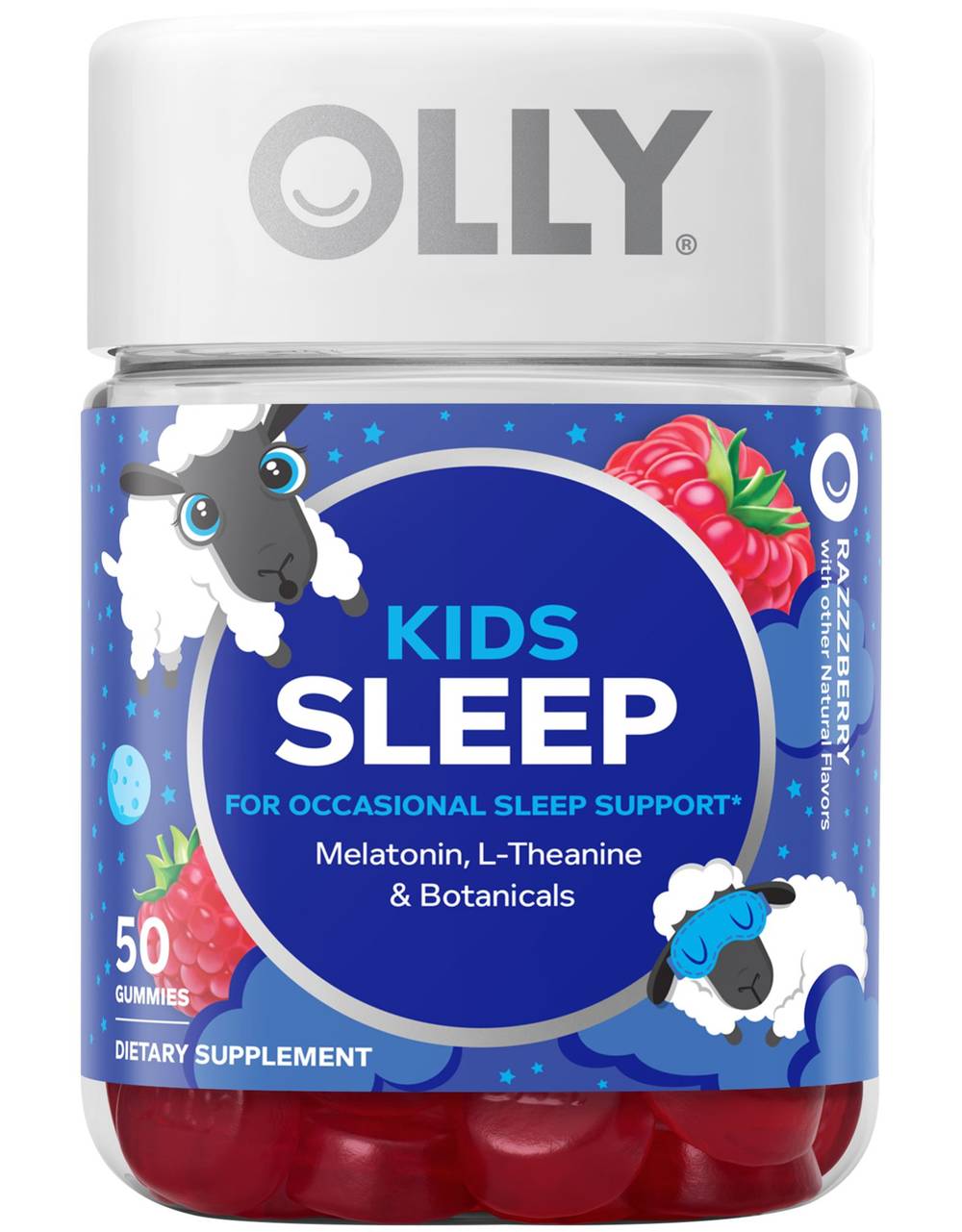 Kids Sleep Gummies - Sleep Support With Melatonin & L-Theanine - Razzzberry (50 Gummies)
